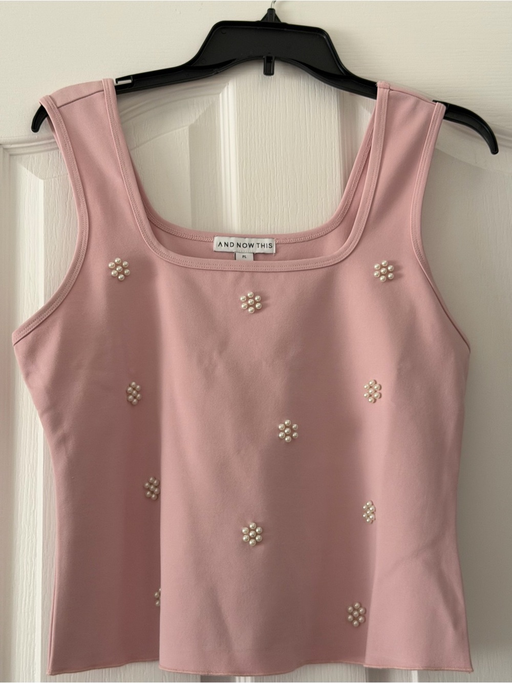 AND NOW THIS Pink Pearl-Embellished Tank Top